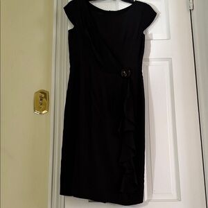 Chic Black Midi Dress with Ruffle Detail